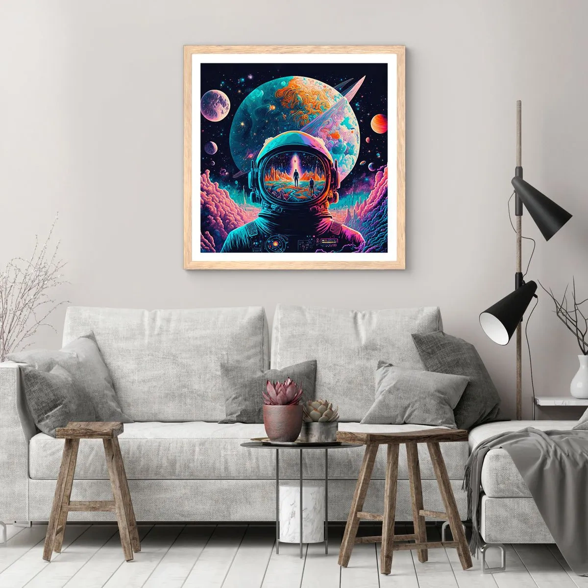 Poster in einem Rahmen aus heller Eiche - Philosophen haben nicht davon geträumt - 40x40 cm