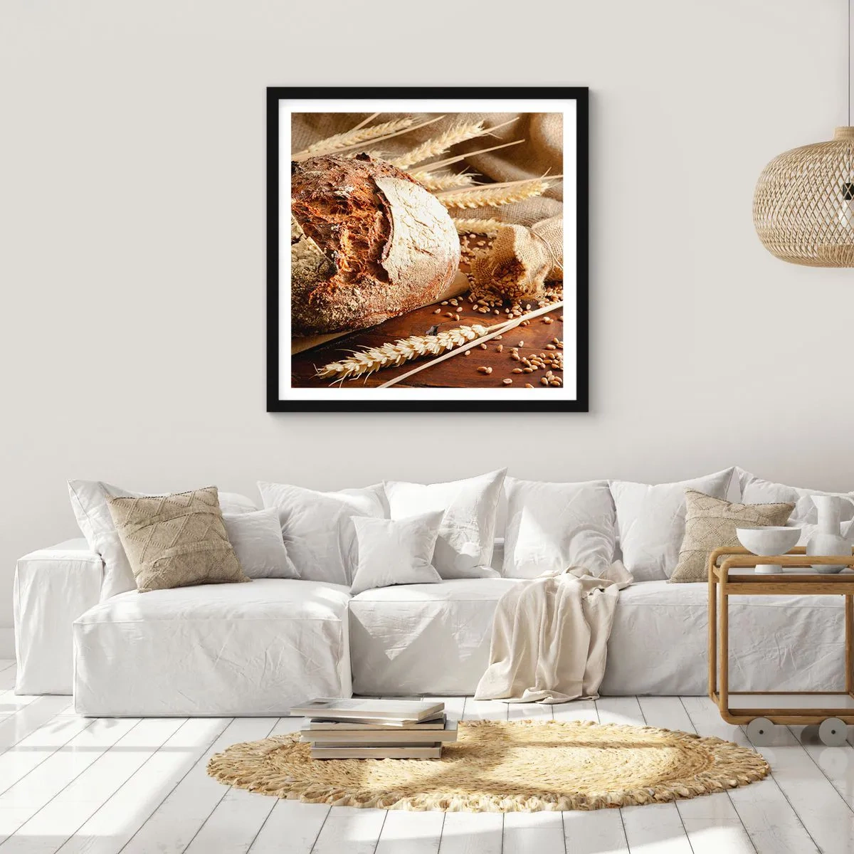 Poster in einem schwarzem Rahmen - Appetitanregend, duftend, knackig - 40x40 cm