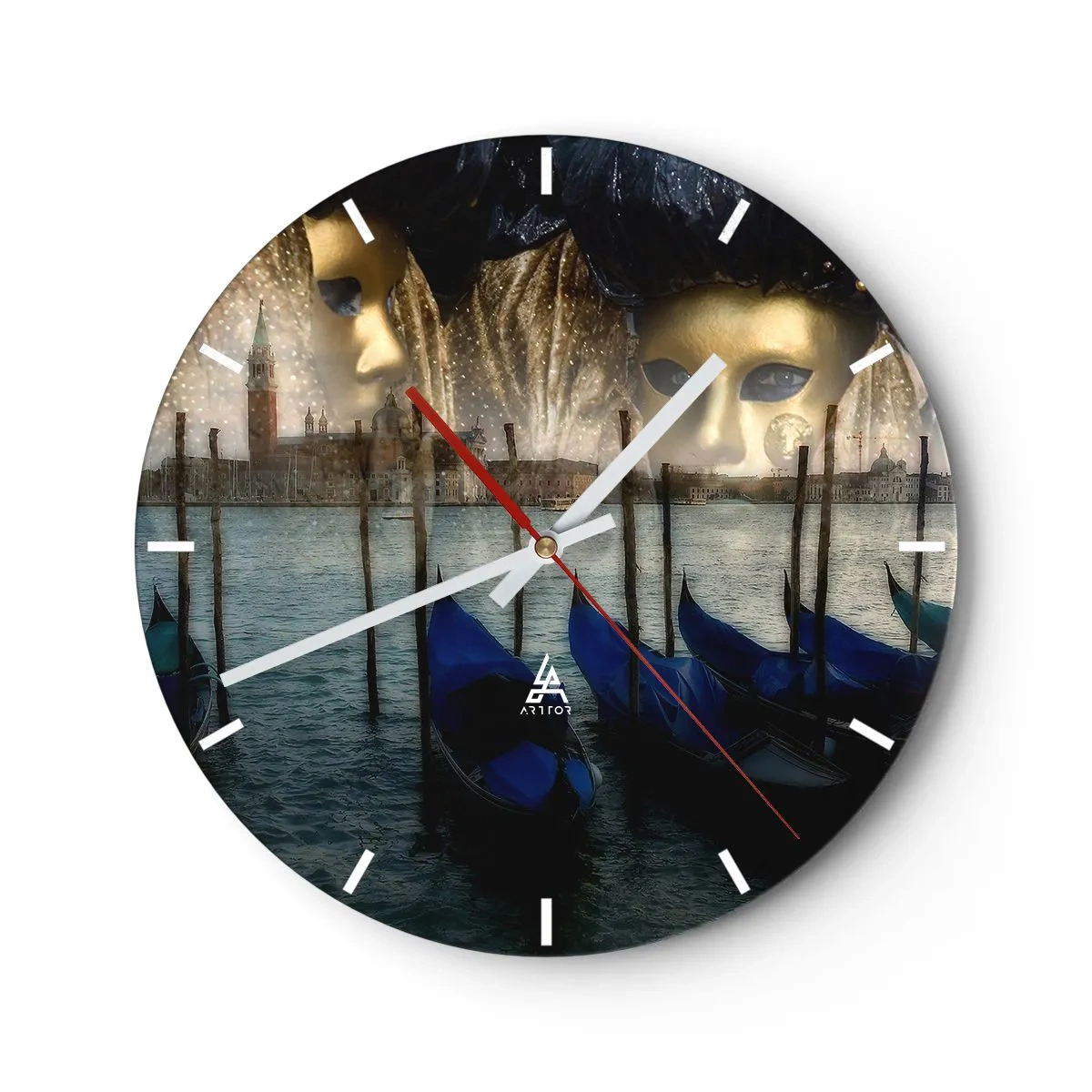 Wanduhr - Glasuhr - Es ist Zeit, den Karneval zu starten - 40x40 cm