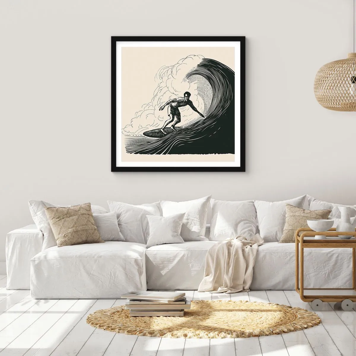 Poster in einem schwarzem Rahmen - König der Welle - 30x30 cm