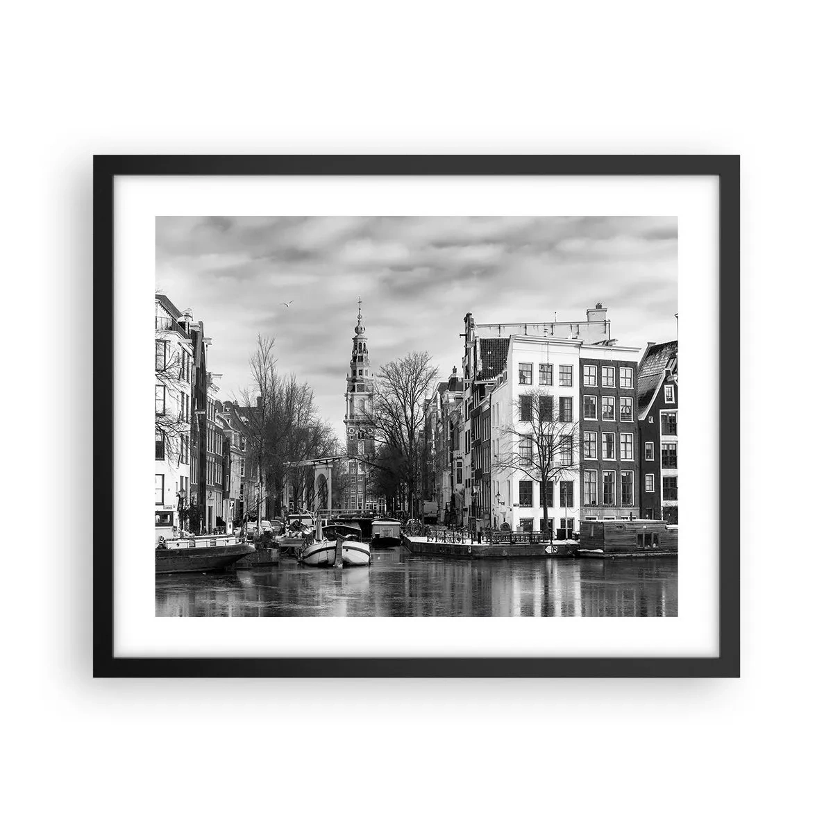 Poster in einem schwarzem Rahmen - Amsterdamer Atmosphäre - 50x40 cm
