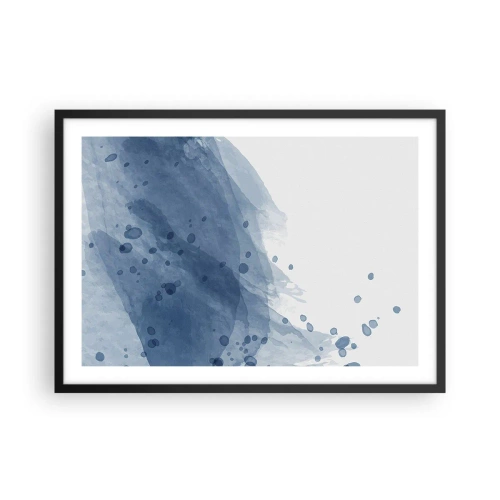 Poster in einem schwarzem Rahmen - Abstrakte Flecken und Streifen in Blautönen - 70x50cm - Blauer Tüll - Moderne Wanddekoration für Wohnzimmer und Schlafzimmer ARTTOR