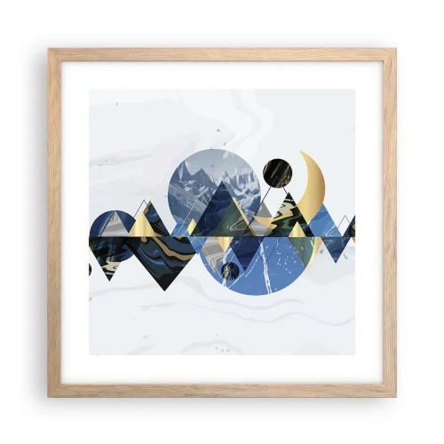 Poster in einem Rahmen aus heller Eiche - Geometrische Landschaft - 40x40 cm