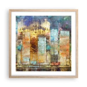 Poster in einem Rahmen aus heller Eiche - Sonnige Metropole - 50x50 cm