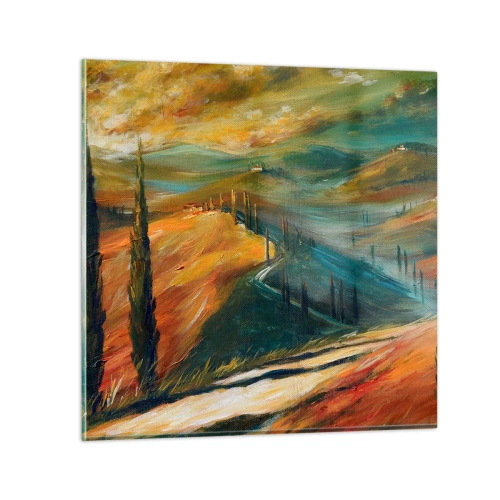 Glasbild - Bild auf glas - Toskanische Landschaft - 30x30 cm