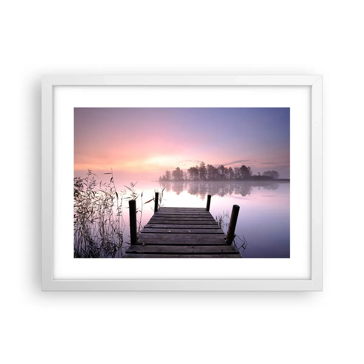Poster in einem weißen Rahmen - Aus dem lila Nebel ... - 40x30 cm