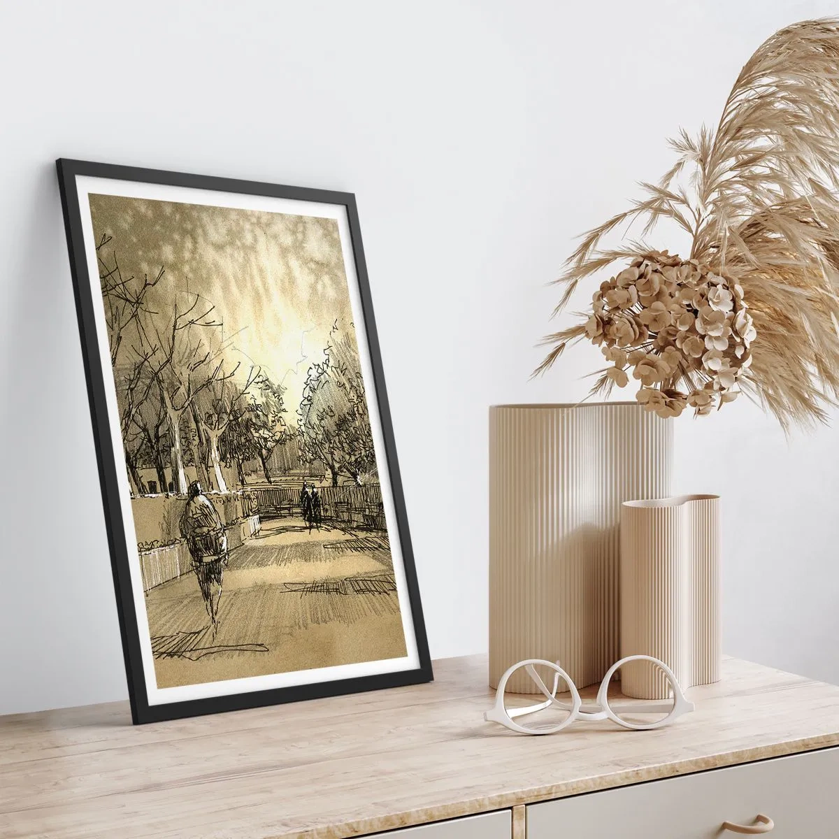 Poster in einem schwarzem Rahmen - Ein Moment mit einer Feder angehalten - 40x50 cm