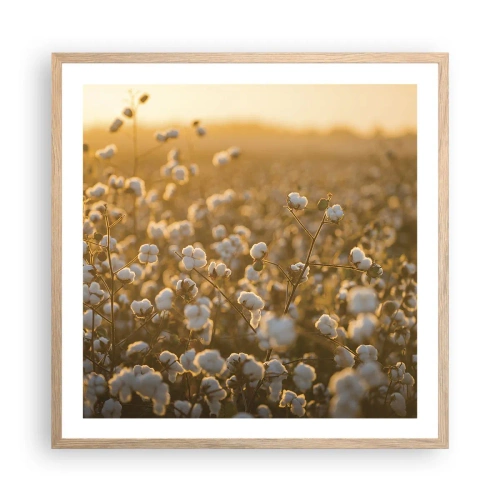 Poster in einem Rahmen aus heller Eiche - Fluffiges Feld - 60x60 cm