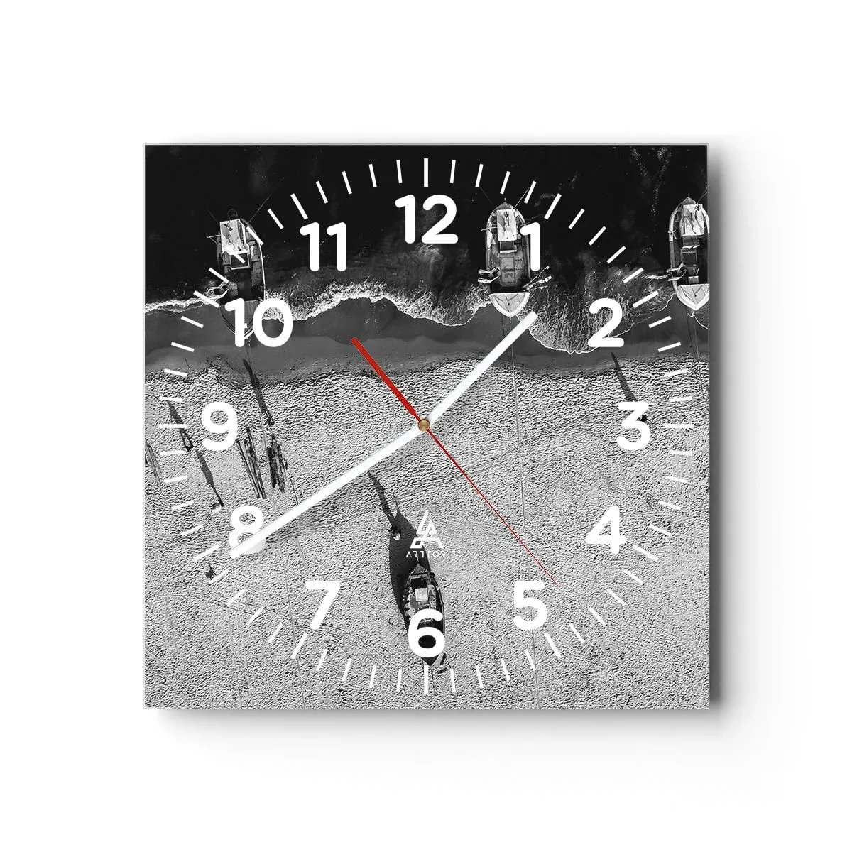Wanduhr - Glasuhr - Immer noch am Ufer… - 40x40 cm
