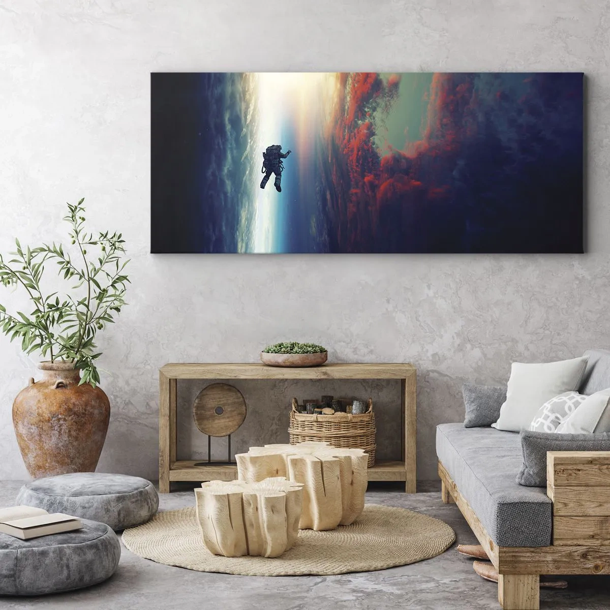 Bild auf Leinwand - Leinwandbild - Sich dem Universum stellen - 90x30 cm