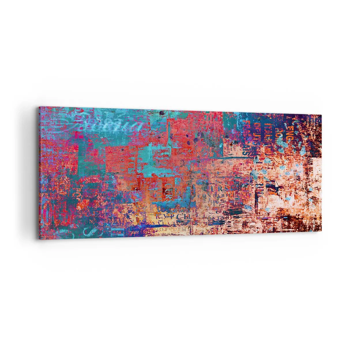 Bild auf Leinwand - Leinwandbild - Eine abstrakte Komposition mit einer Mischung intensiver Farben. - 120x50cm - Erinnerung und Vergessen - Moderne Wanddekoration für Wohnzimmer und Schlafzimmer ARTTOR