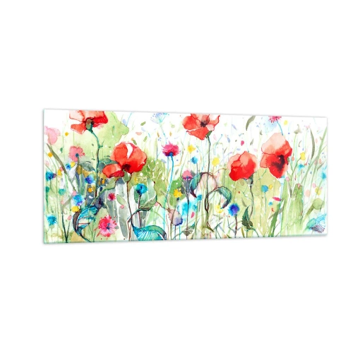 Glasbild - Bild auf glas - Blühende Maiwiese - 100x40 cm