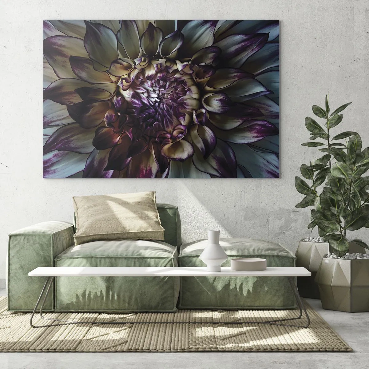 Glasbild - Bild auf glas - Nahaufnahme einer Blume in einer dunklen Farbpalette - 70x50cm - Die Blütezeit der Jugend - Moderne Wanddekoration für Wohnzimmer und Schlafzimmer ARTTOR