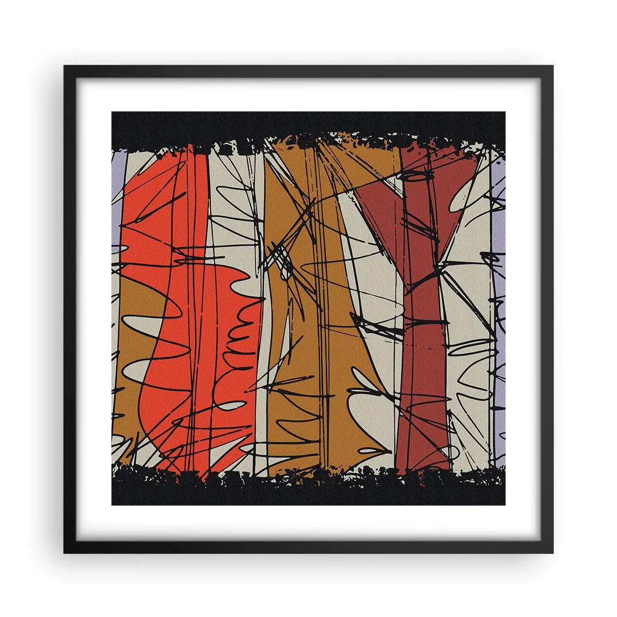 Poster in einem schwarzem Rahmen - Spontane Komposition - 50x50 cm