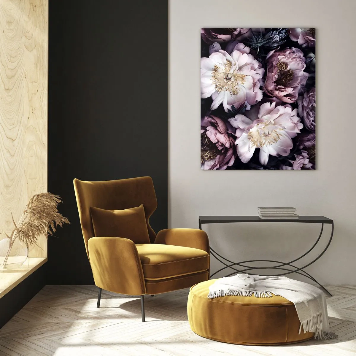 Glasbild - Bild auf glas - Blumen in zarten Pastelltönen - 70x100cm - Blumenstrauß im alten Stil - Moderne Wanddekoration für Wohnzimmer und Schlafzimmer ARTTOR