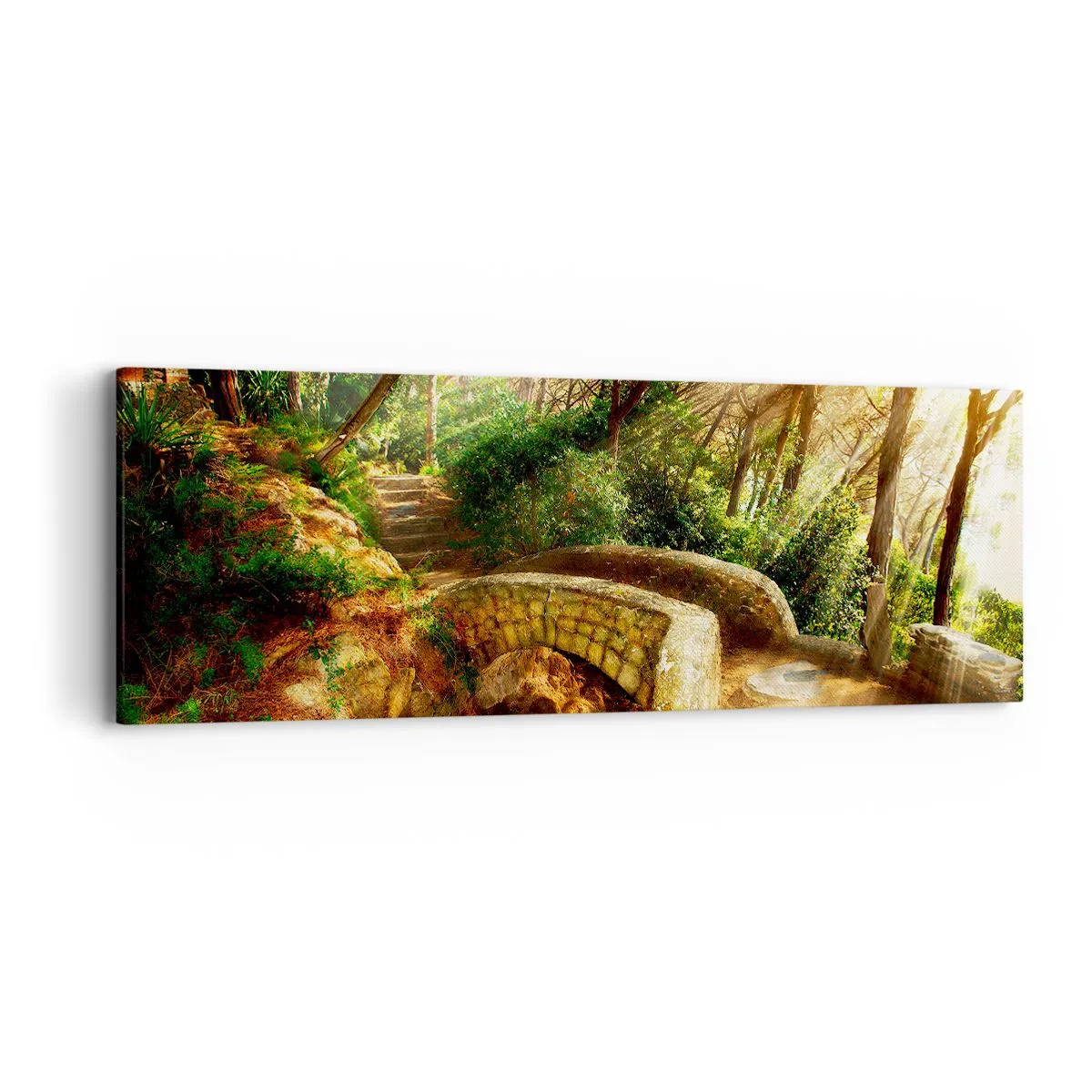 Bild auf Leinwand - Leinwandbild - Direkt von der Brücke in den Märchenwald - 90x30 cm