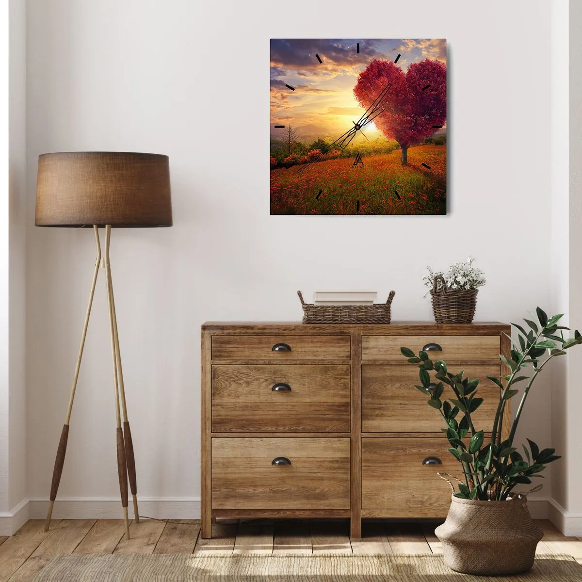 Wanduhr - Glasuhr - Berührt das Herz - 30x30 cm