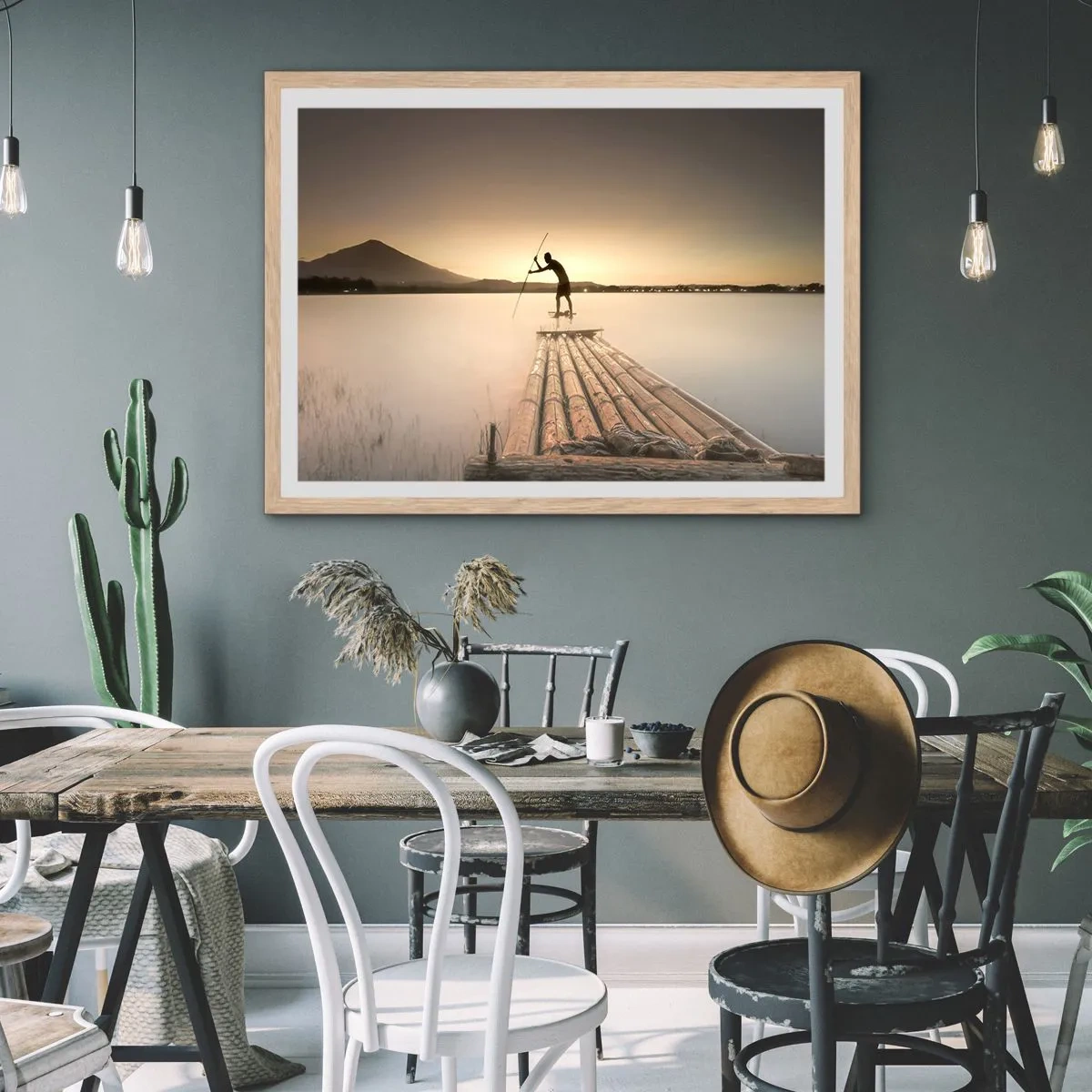 Poster in einem Rahmen aus heller Eiche - Vor dem schlafen gehen - 91x61 cm