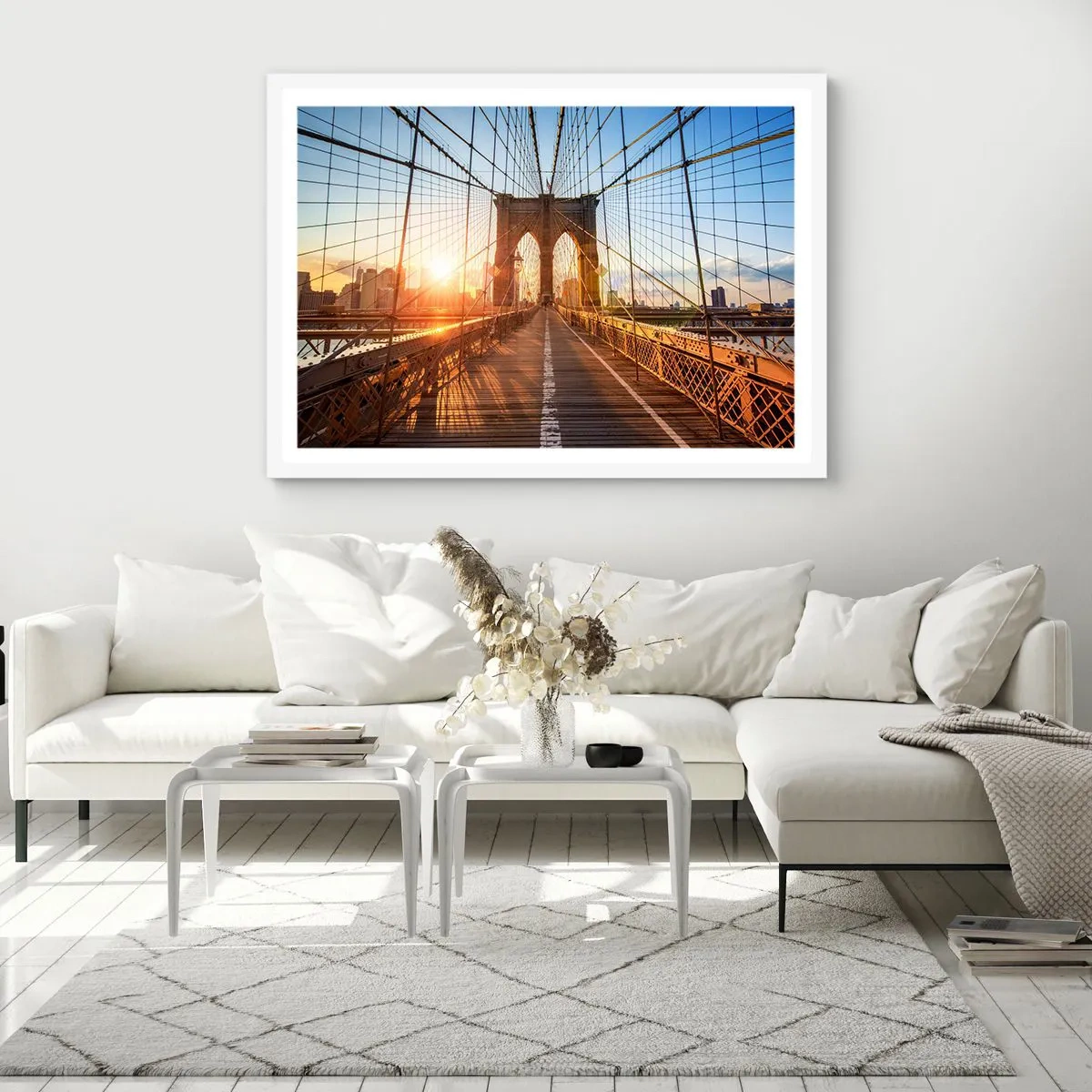 Poster in einem weißen Rahmen - Auf der goldenen Brücke - 91x61 cm