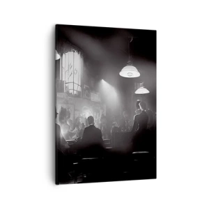Bild auf Leinwand - Leinwandbild - Schwarz-weiße Jazz-Nachtclubszene - 50x70cm - In Jazz-Atmosphäre - Moderne Wanddekoration für Wohnzimmer und Schlafzimmer ARTTOR