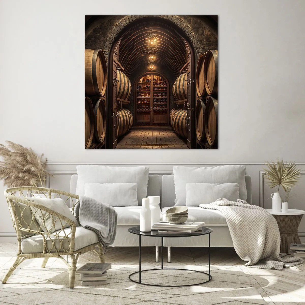 Glasbild - Bild auf glas - Stimmungsvoller Keller - 30x30 cm