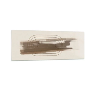 Glasbild - Bild auf glas - Eine minimalistische Komposition in Beige- und Grautönen mit geometrischem Muster - 140x50cm - Ein Hauch von Grau - Moderne Wanddekoration für Wohnzimmer und Schlafzimmer ARTTOR