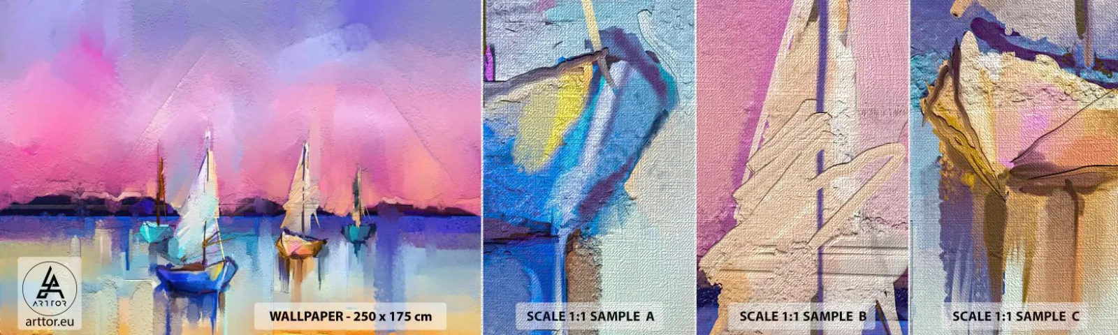 Fototapeten Muster Premium Canvas - Richtung: breites Wasser - Landschaft, See, Segelboot - 100x30 cm