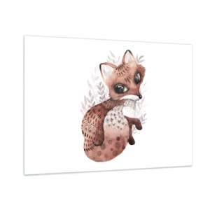 Glasbild - Bild auf glas - Ein süßer Aquarellfuchs auf weißem Hintergrund - 100x70cm - Einfach lieben - Moderne Wanddekoration für Wohnzimmer und Schlafzimmer ARTTOR
