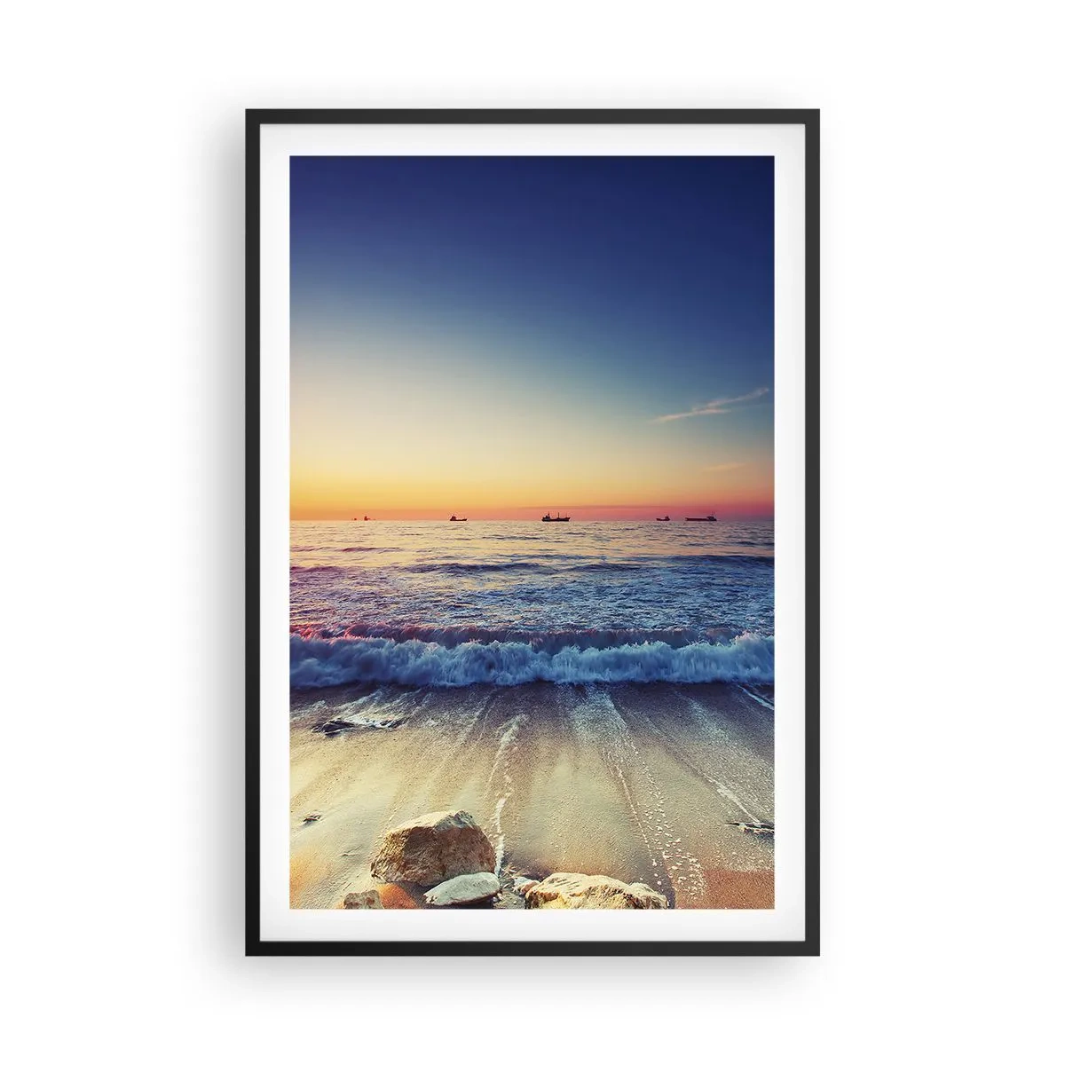 Poster in einem schwarzem Rahmen - Was ist mit dem Horizont? - 61x91 cm