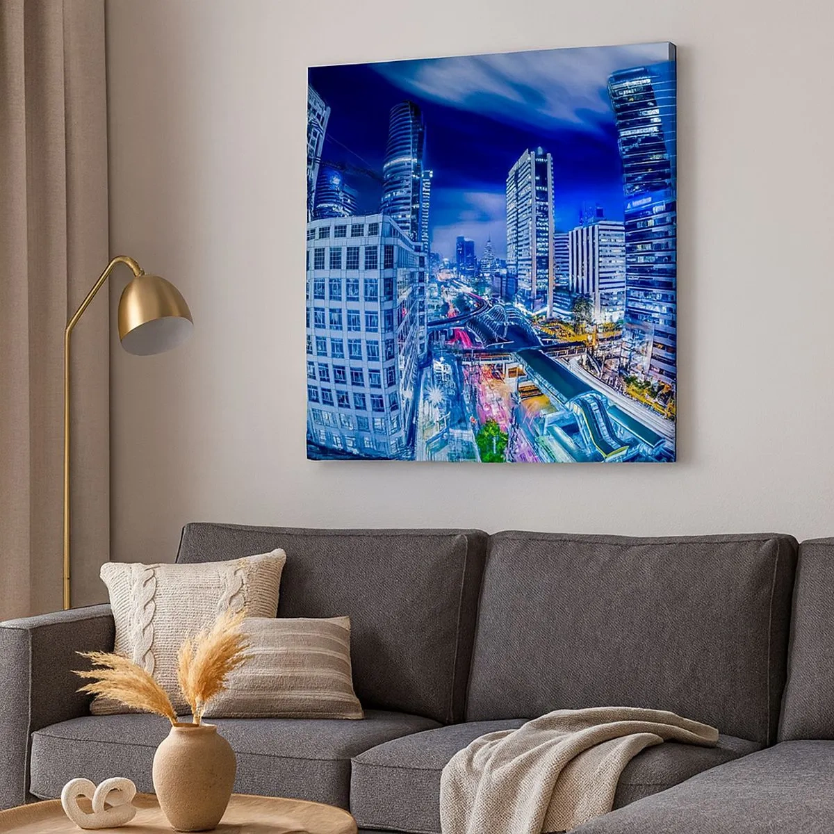 Bild auf Leinwand - Leinwandbild - Rhythmen der Nachtstadt - 30x30 cm