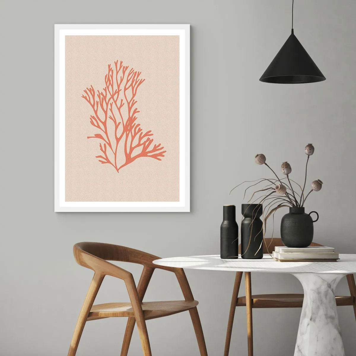 Poster in einem weißen Rahmen - Korallenfiligran - 61x91 cm