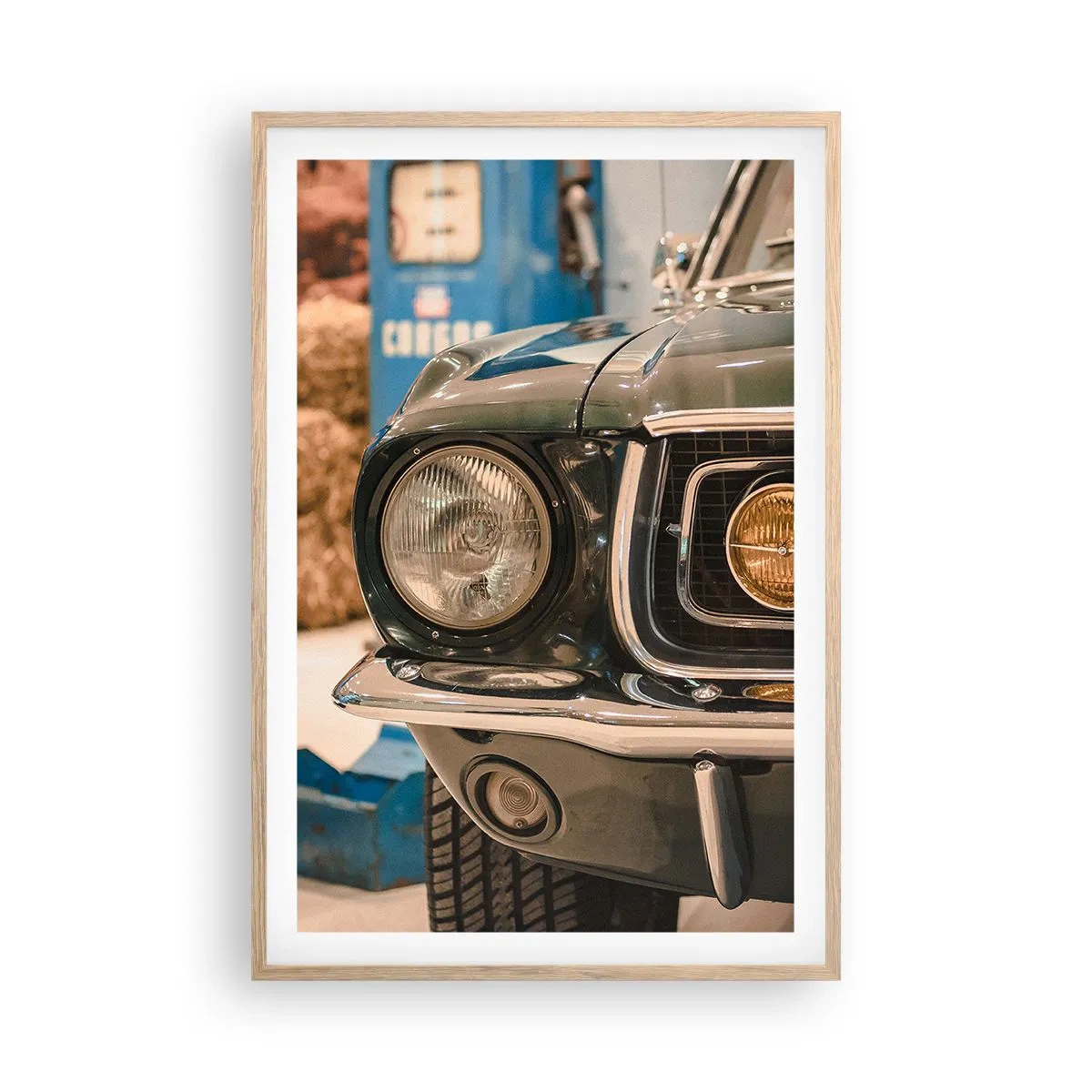 Poster in einem Rahmen aus heller Eiche - Treffen mit einer Legende - 61x91 cm