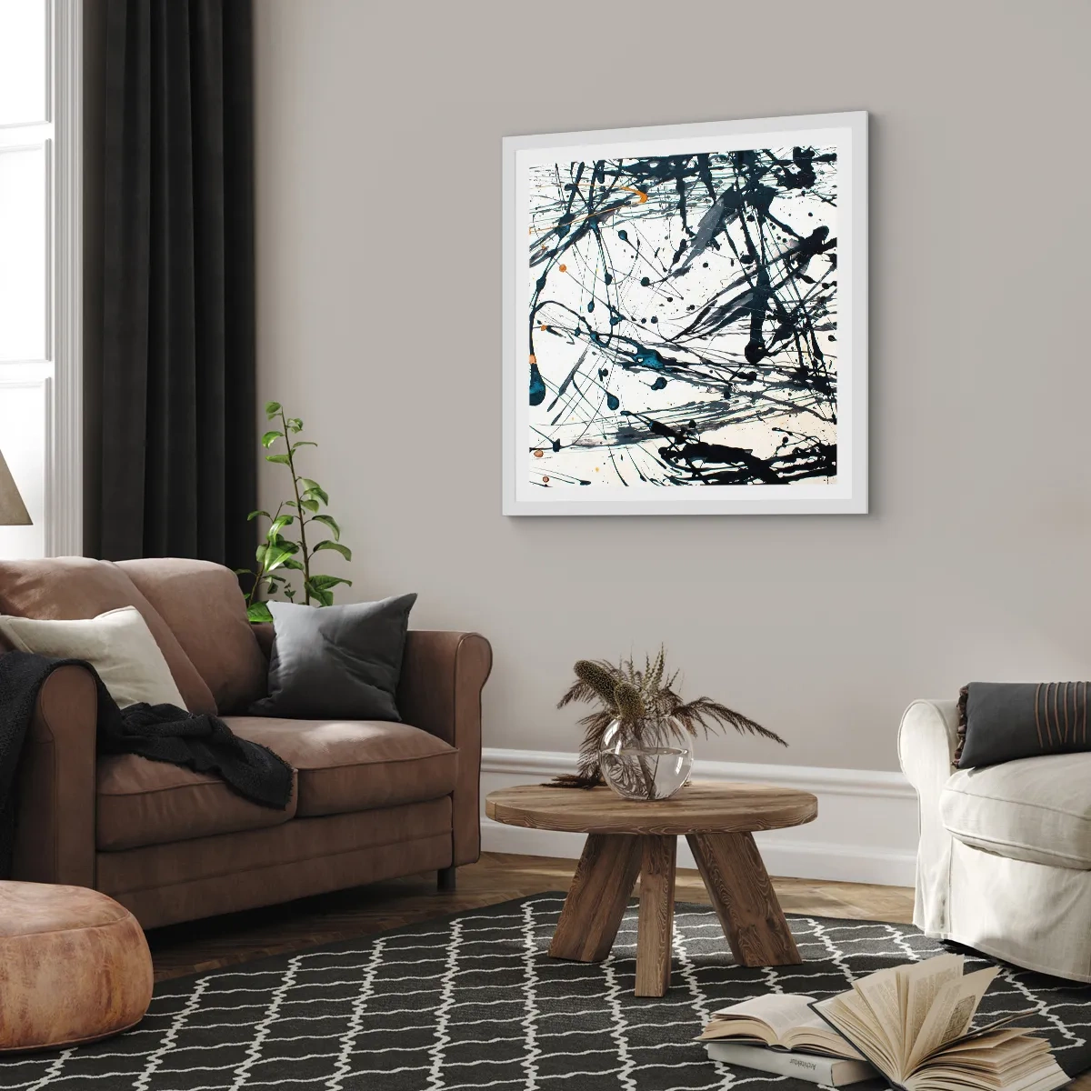 Poster in einem weißen Rahmen - Expressionistische Abstraktion - 60x60 cm