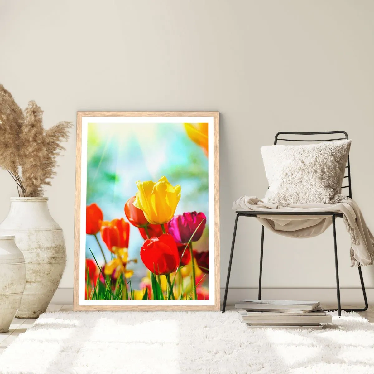Poster in einem Rahmen aus heller Eiche - Alle Farben der Sonne - 70x100 cm