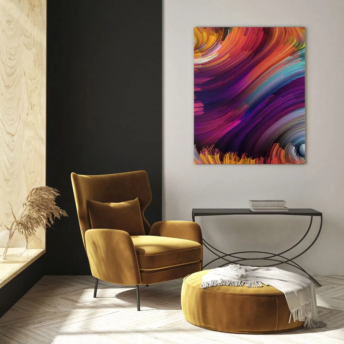 Glasbild - Bild auf glas - Abstrakte Wirbel in leuchtenden Farben - 80x120cm - Der Beginn einer neuen Welt - Moderne Wanddekoration für Wohnzimmer und Schlafzimmer ARTTOR