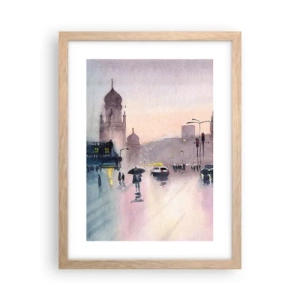 Poster in einem Rahmen aus heller Eiche - Im regnerischen Dunst - 30x40 cm