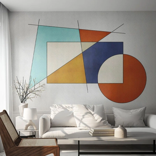 Fototapete Premium Sand - Geometrische Figuren im modernistischen Stil - 100x70cm - Abstraktion: modernistisches Spiel - Moderne Wanddekoration für Wohnzimmer und Schlafzimmer ARTTOR
