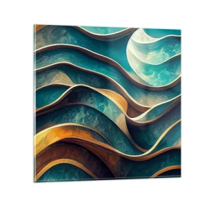 Glasbild - Bild auf glas - Blaue Mäander - 70x70 cm