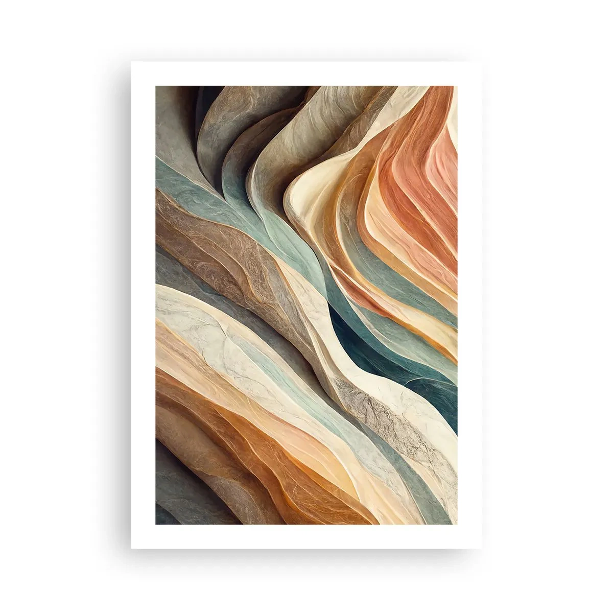Poster - Organische Wellen in warmen, natürlichen Farbtönen - 50x70cm - Moment vor der Veränderung - Moderne Wanddekoration für Wohnzimmer und Schlafzimmer ARTTOR