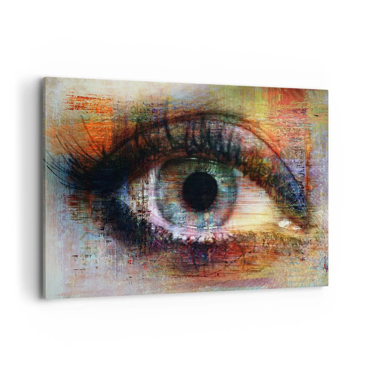 Bild auf Leinwand - Leinwandbild - Künstlerisches Auge in mehrfarbiger Abstraktion - 120x80cm - Du kannst in die Seele sehen - Moderne Wanddekoration für Wohnzimmer und Schlafzimmer ARTTOR