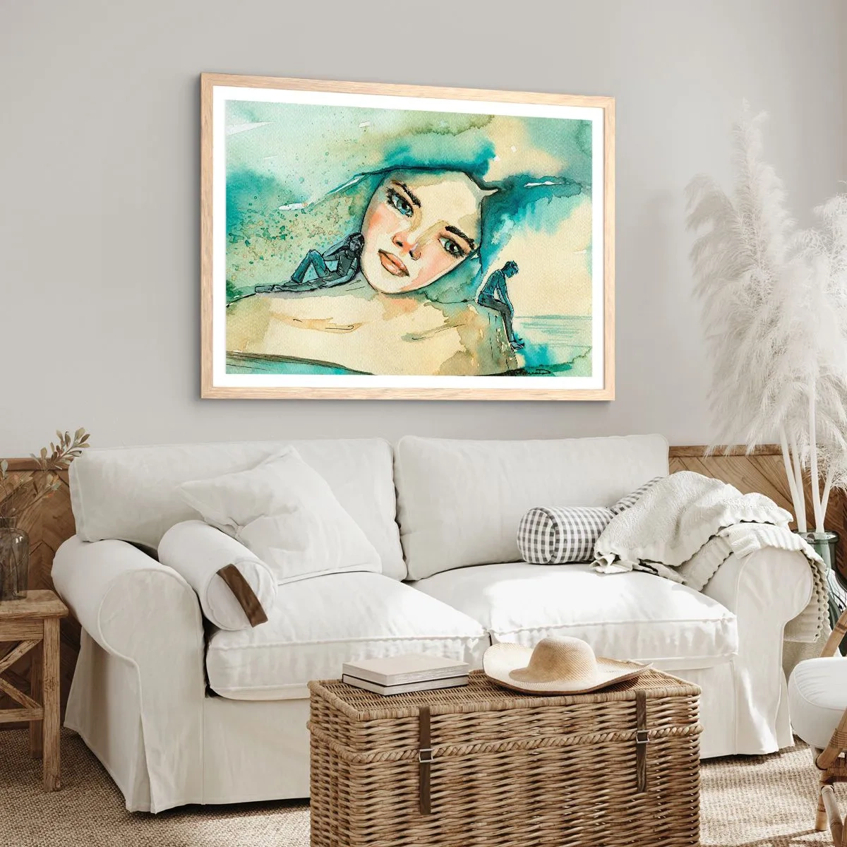 Poster in einem Rahmen aus heller Eiche - Bin ich blau? - 50x40 cm