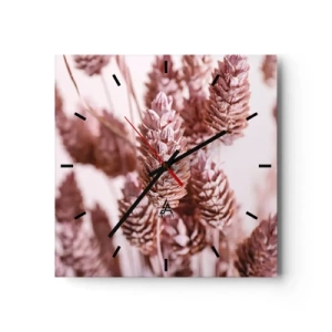 Wanduhr - Glasuhr - Eine Nahaufnahme der zarten rosa Ähren von Ziergräsern - 30x30cm - Scheinbar unauffällig - Moderne Wanddekoration für Wohnzimmer und Schlafzimmer ARTTOR