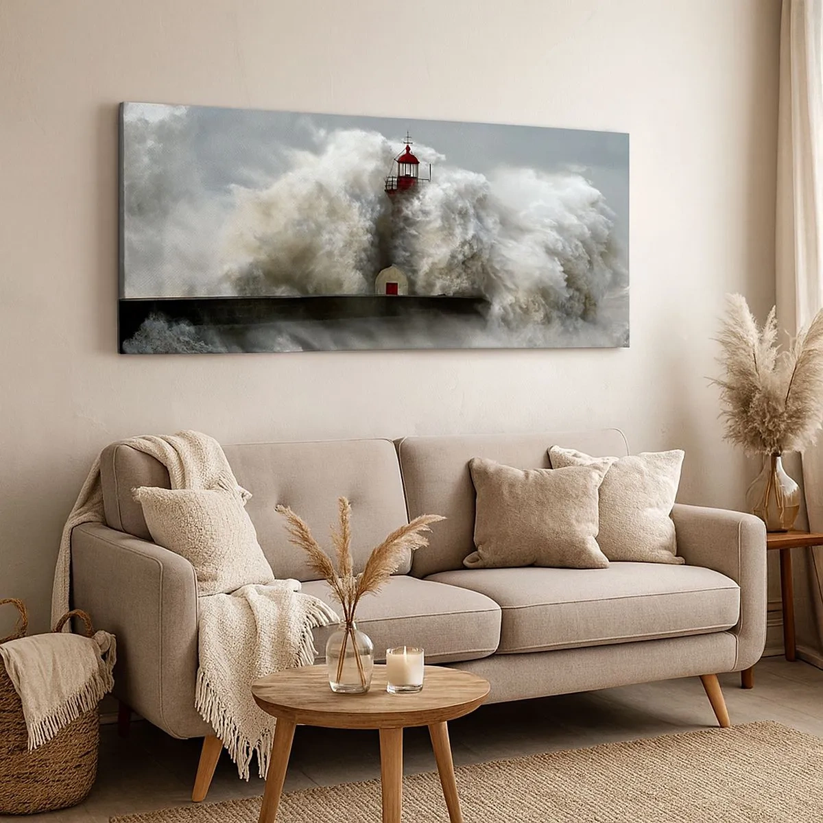 Bild auf Leinwand - Leinwandbild - Die Wut des Ozeans - 100x40 cm