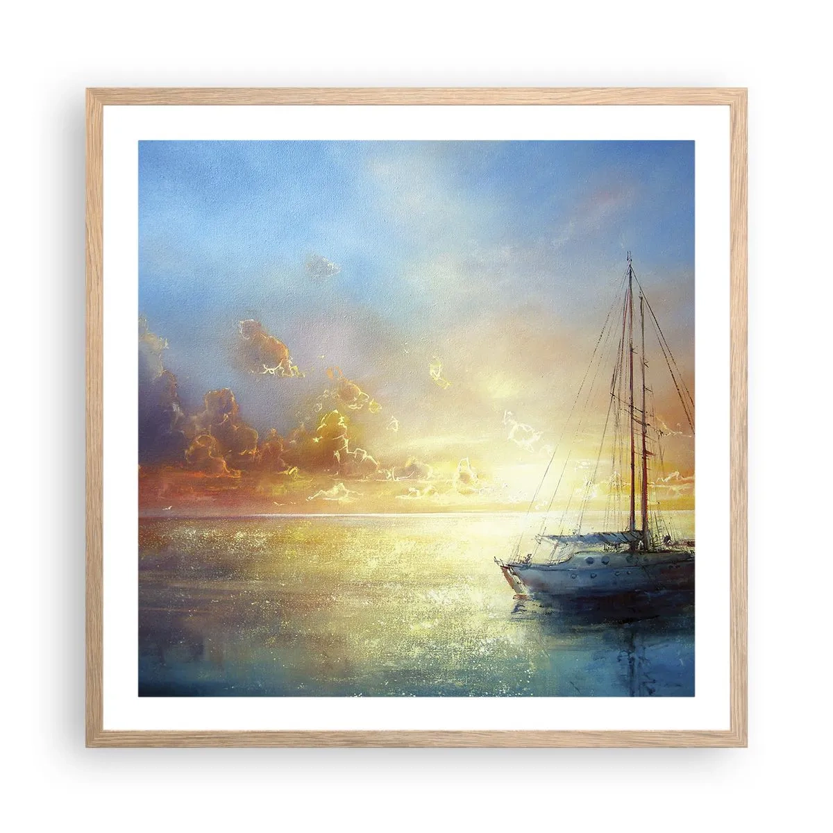 Poster in einem Rahmen aus heller Eiche - In einer goldenen Bucht - 60x60 cm