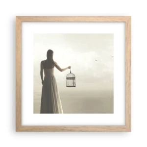 Poster in einem Rahmen aus heller Eiche - Sei frei - 30x30 cm