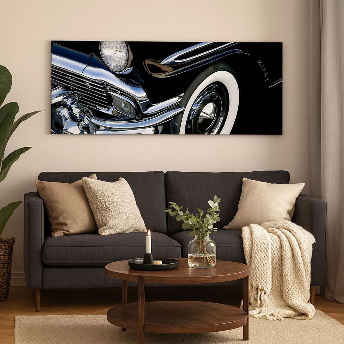 Bild auf Leinwand - Leinwandbild - Klassiker in Silber, Schwarz und Weiß - 100x40 cm