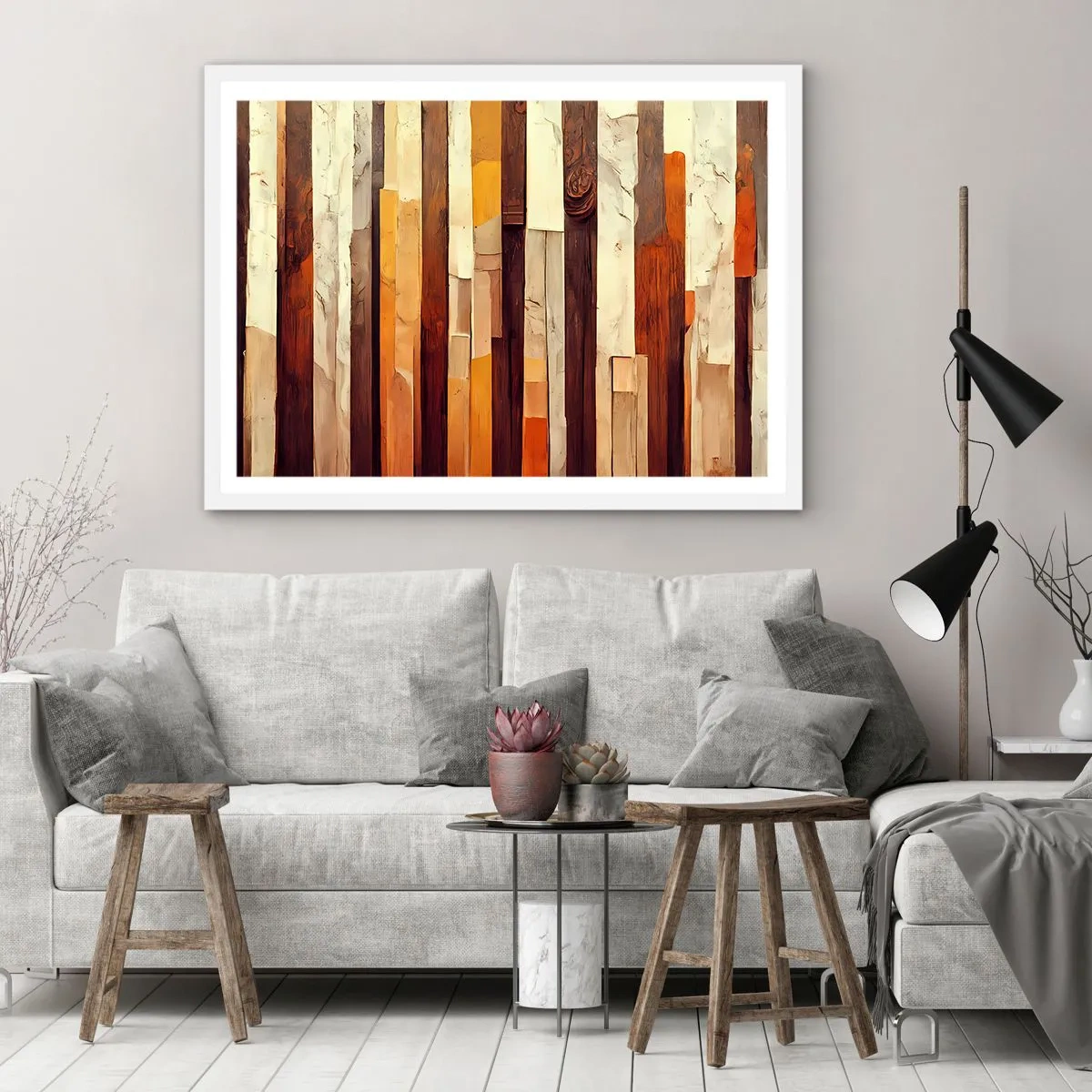 Poster in einem weißen Rahmen - Hymne der Waldbäume - 100x70 cm