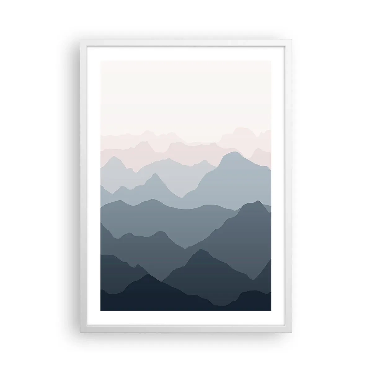 Poster in einem weißen Rahmen - Wellen der Berge - 50x70 cm