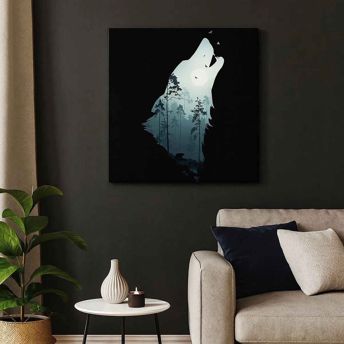 Bild auf Leinwand - Leinwandbild - Die Stimme der Waldnacht - 30x30 cm