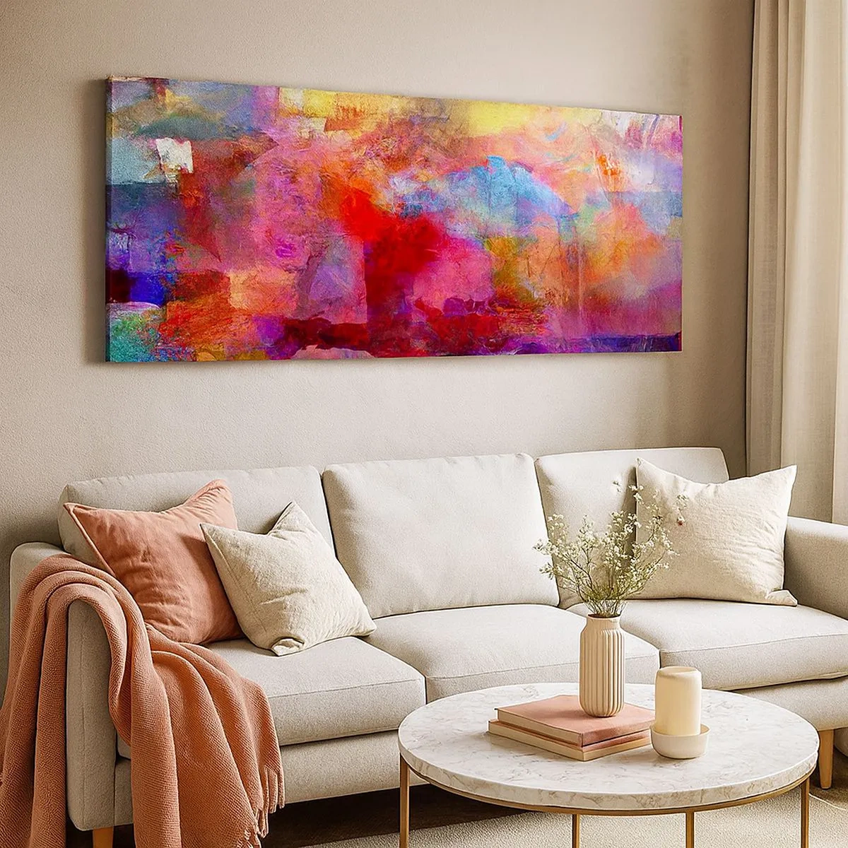 Bild auf Leinwand - Leinwandbild - Schau in den Regenbogen - 100x40 cm